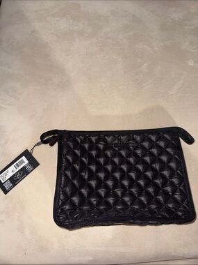 MZ Wallace Black Quilted Wristlet Clutch